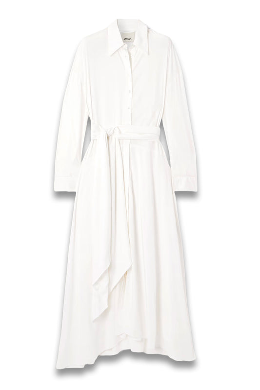 Samantha Belted Asymmetric Modal-Blend Midi Shirt Dress