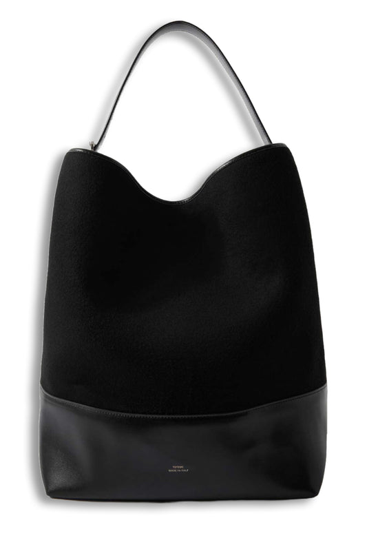 Leather-Trimmed Suede Tote