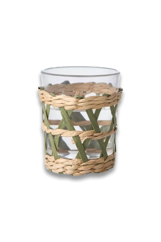 Palm House Rattan Plastic Picnic Tumbler in Pistachio - 500ml