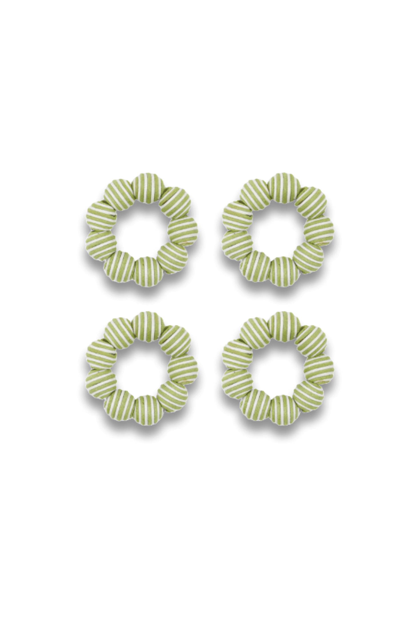 Set of 4 Striped Napkin Rings in Sage