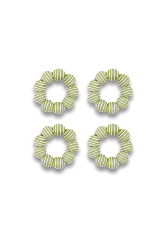 Set of 4 Striped Napkin Rings in Sage