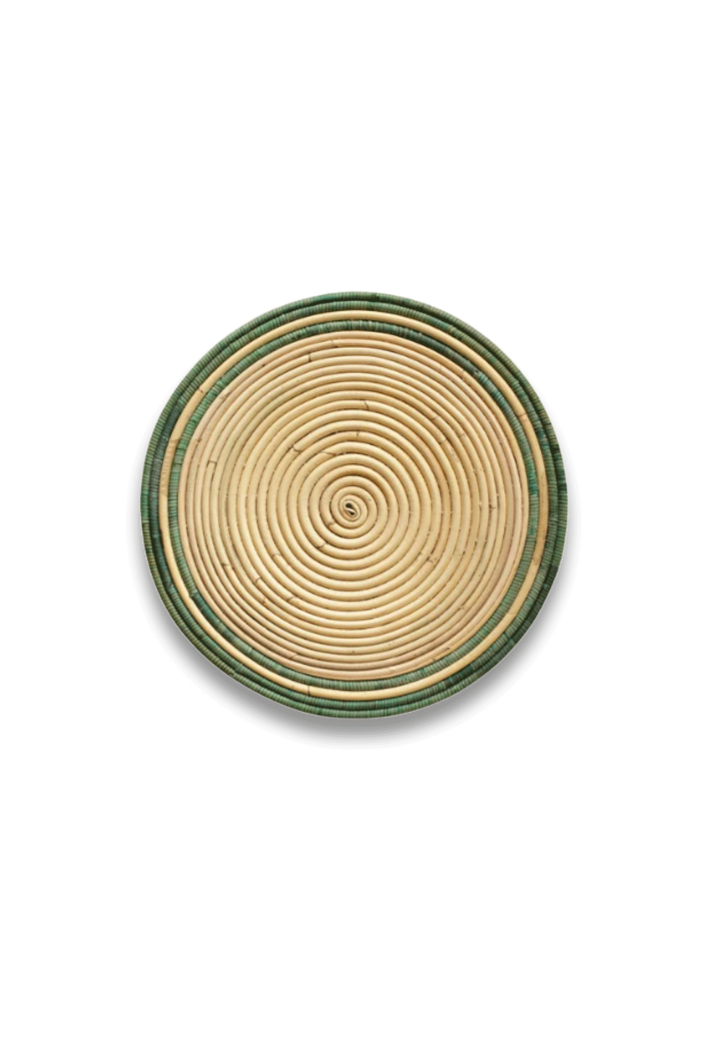 Handwoven Circular Rattan Placemats, Set Of Four - Green