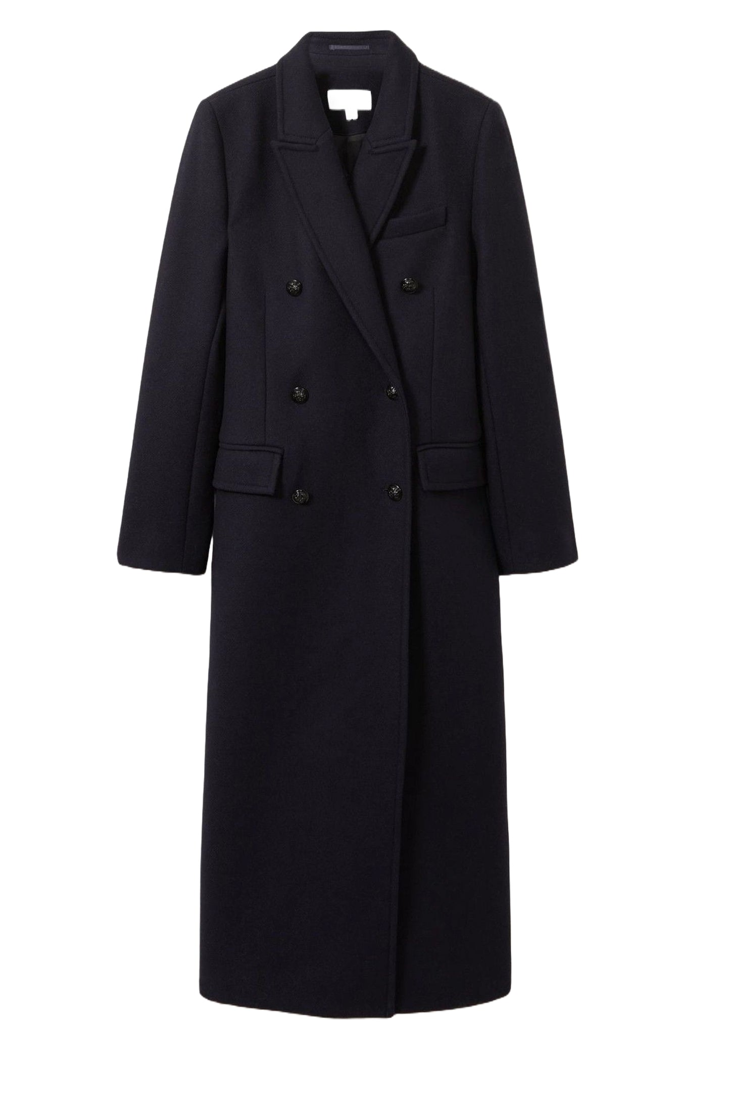 Wool-Blend Twill Double-Breasted Coat