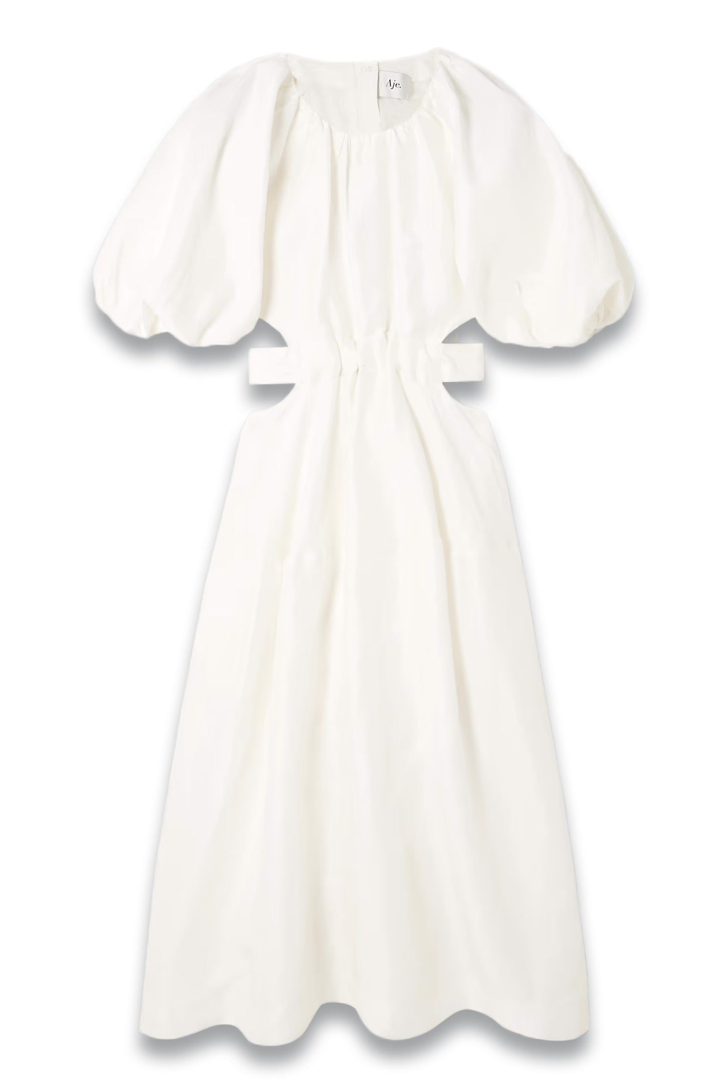 Mimosa Cutout Gathered Linen-blend Midi Dress