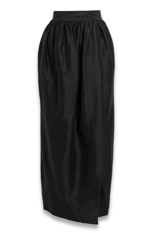 Mirabelle wrap-effect linen-blend maxi skirt