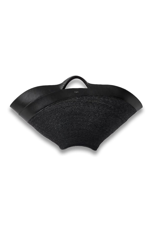 Khaima Leather-Trimmed Straw Tote