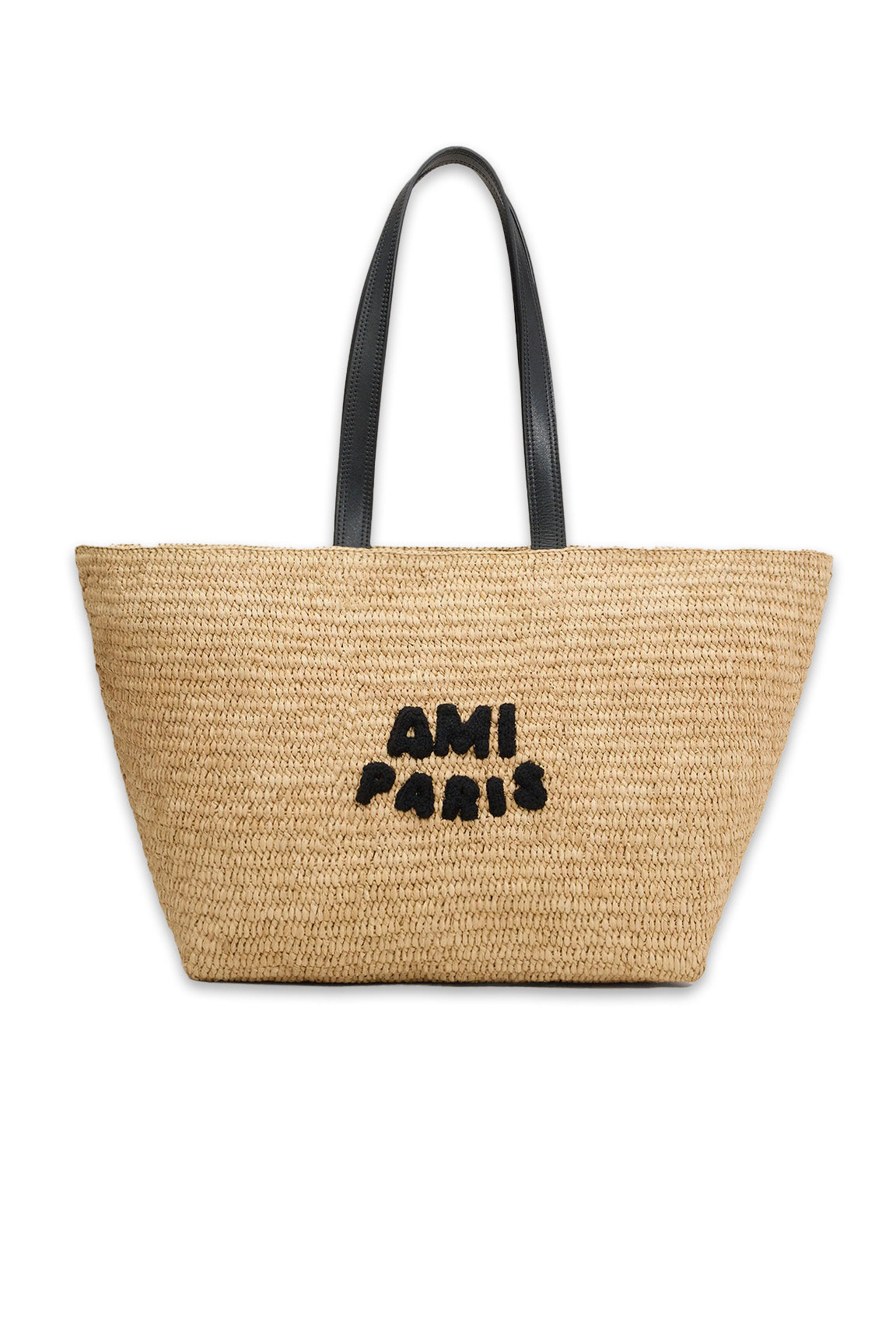 Beige Leather Rafia Ami Paris Tote Bag