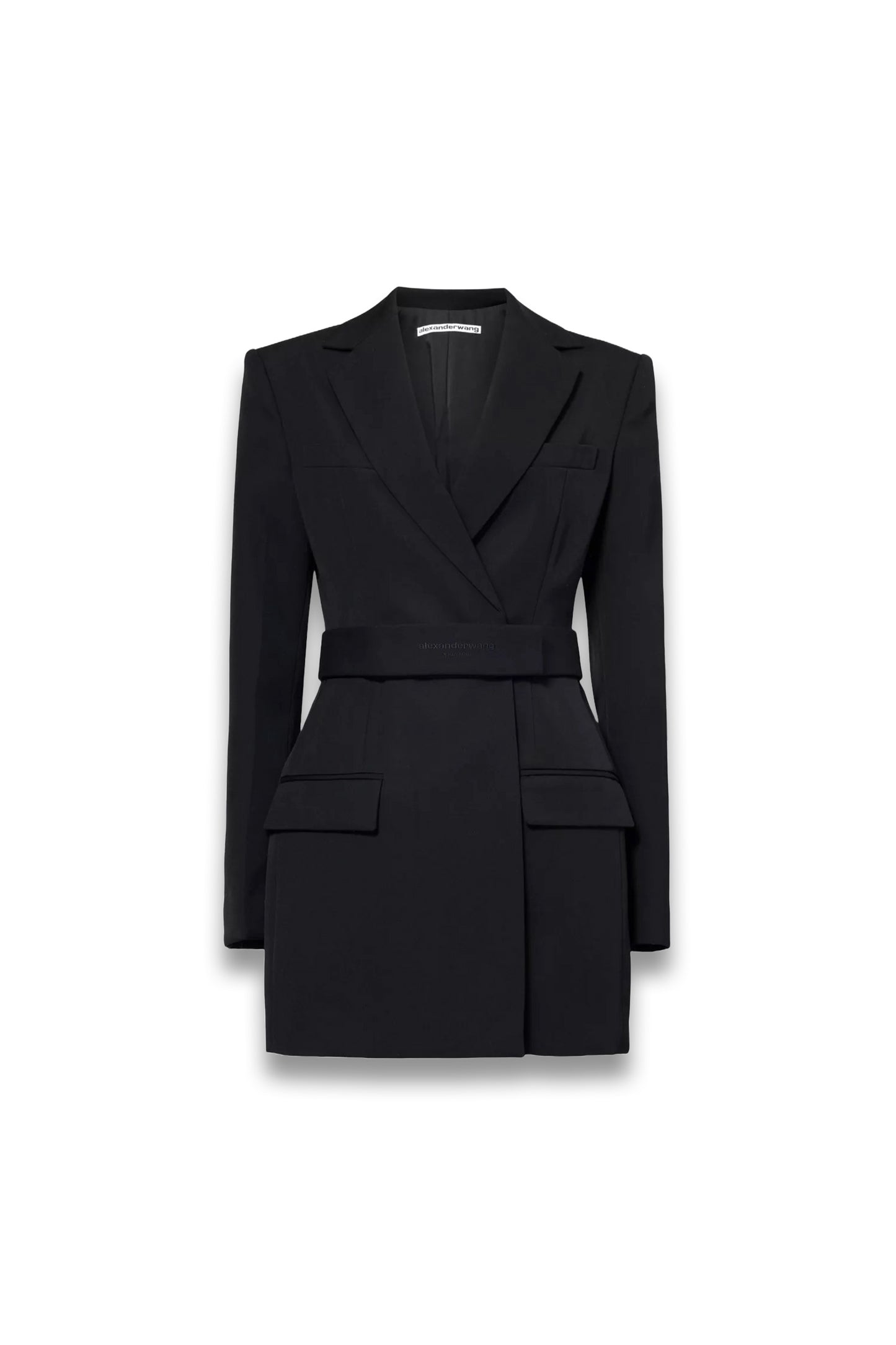 Tailored Belted Wool Blazer Dress