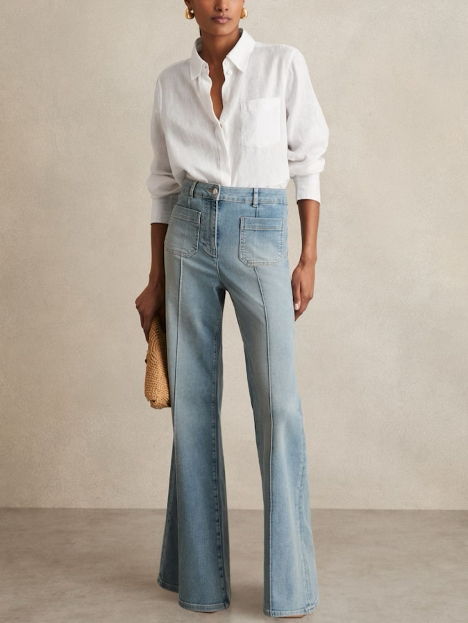 Linen Button-Through Shirt in White