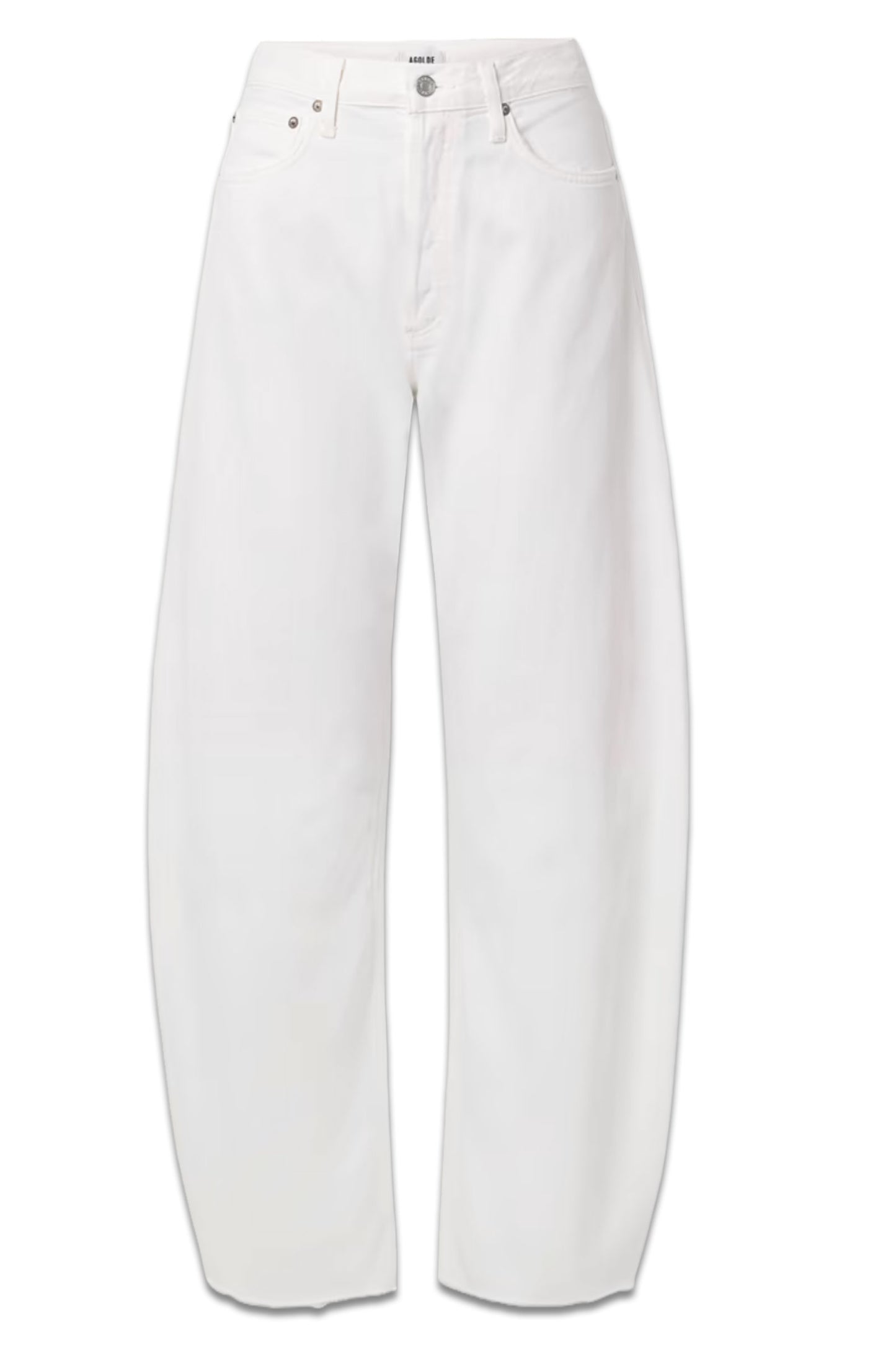 Luna Frayed High-rise Barrel-leg Jeans
