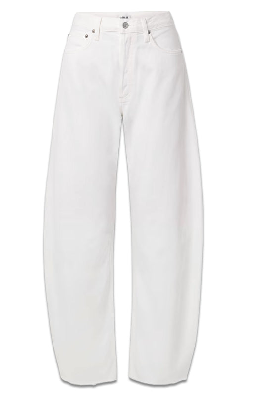 Luna Frayed High-rise Barrel-leg Jeans