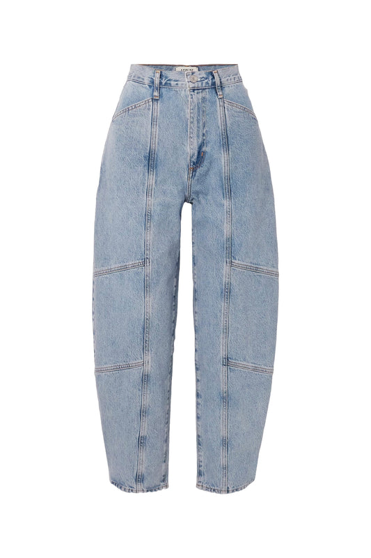 Mara Paneled High-Rise Barrel-Leg Jeans