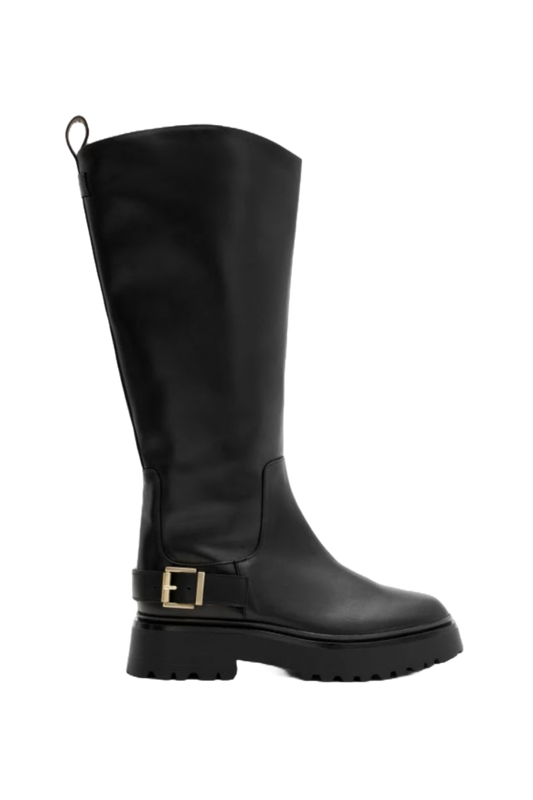 Opal Leather Buckle Pull On Boot in Black