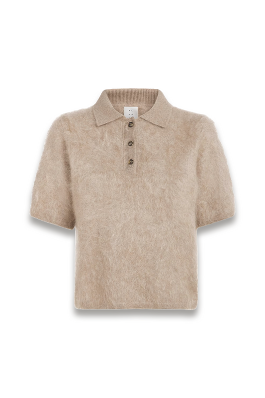 Beige Cashmere Maika Polo Sweater