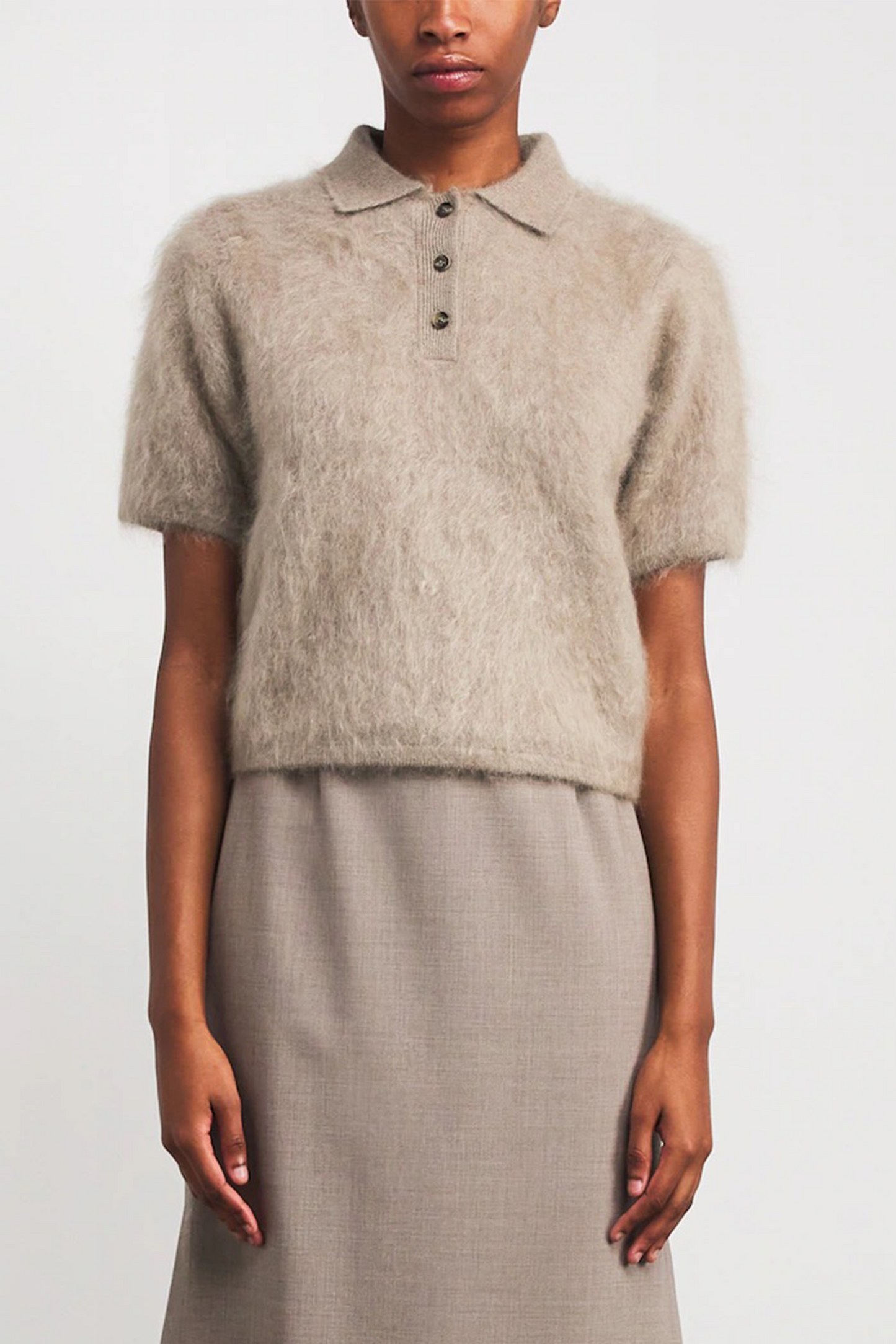 Beige Cashmere Maika Polo Sweater