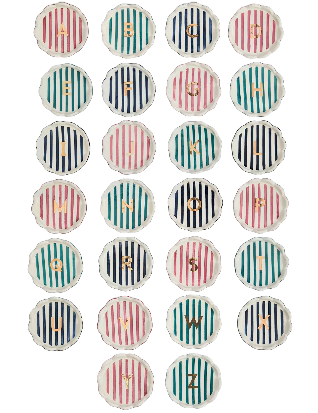 Alphabet Striped Trinket Tray