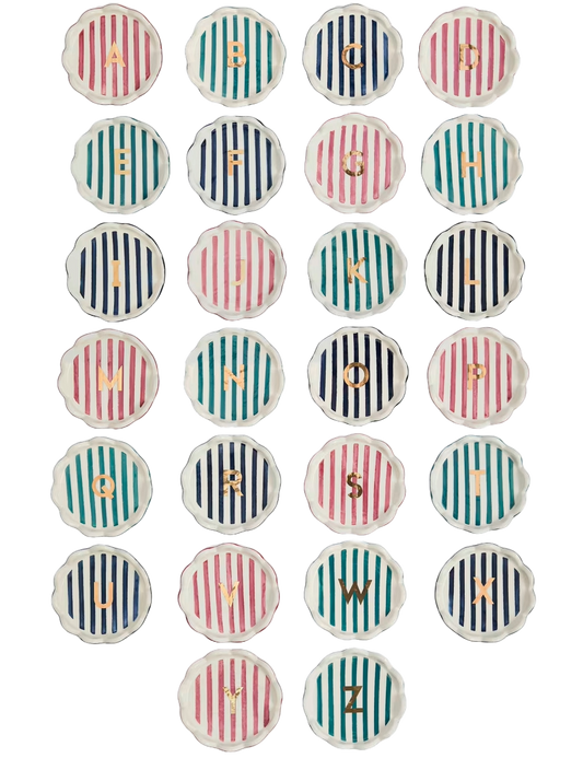 Alphabet Striped Trinket Tray