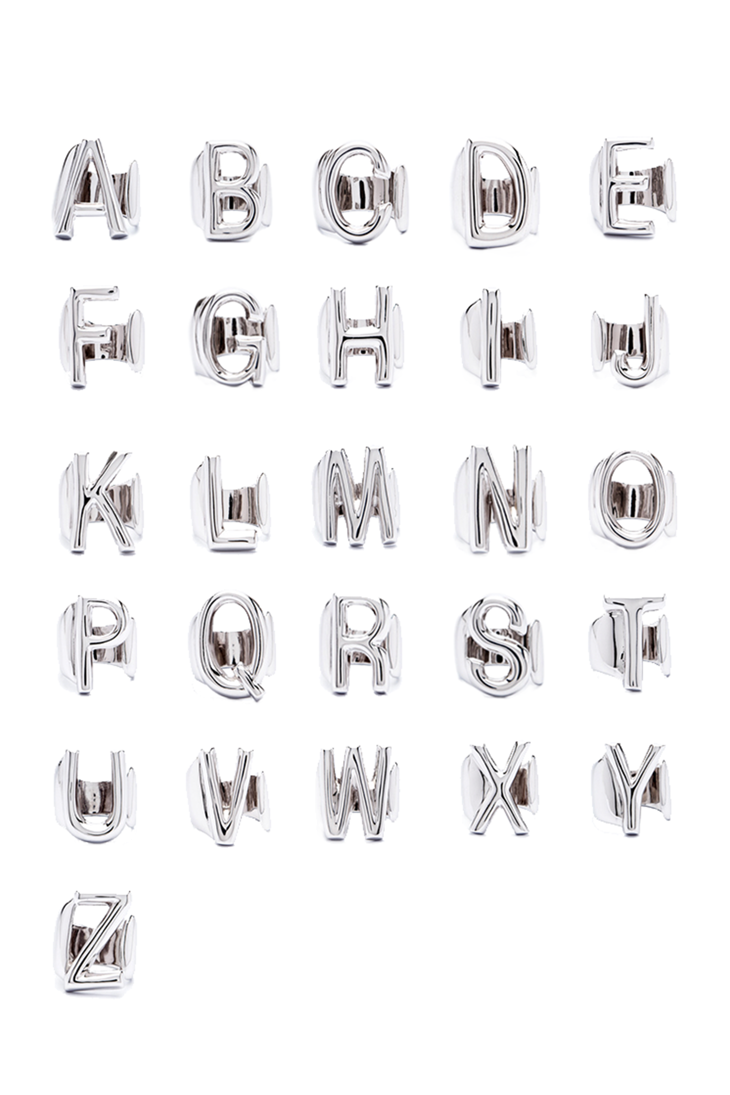 Silver Alphabet Letter Ring