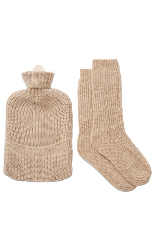 And So, To Bed ribbed cashmere socks and hot water bottle set