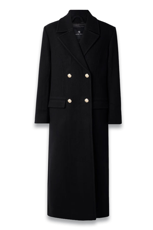 Raleigh double-breasted herringbone wool-blend coat