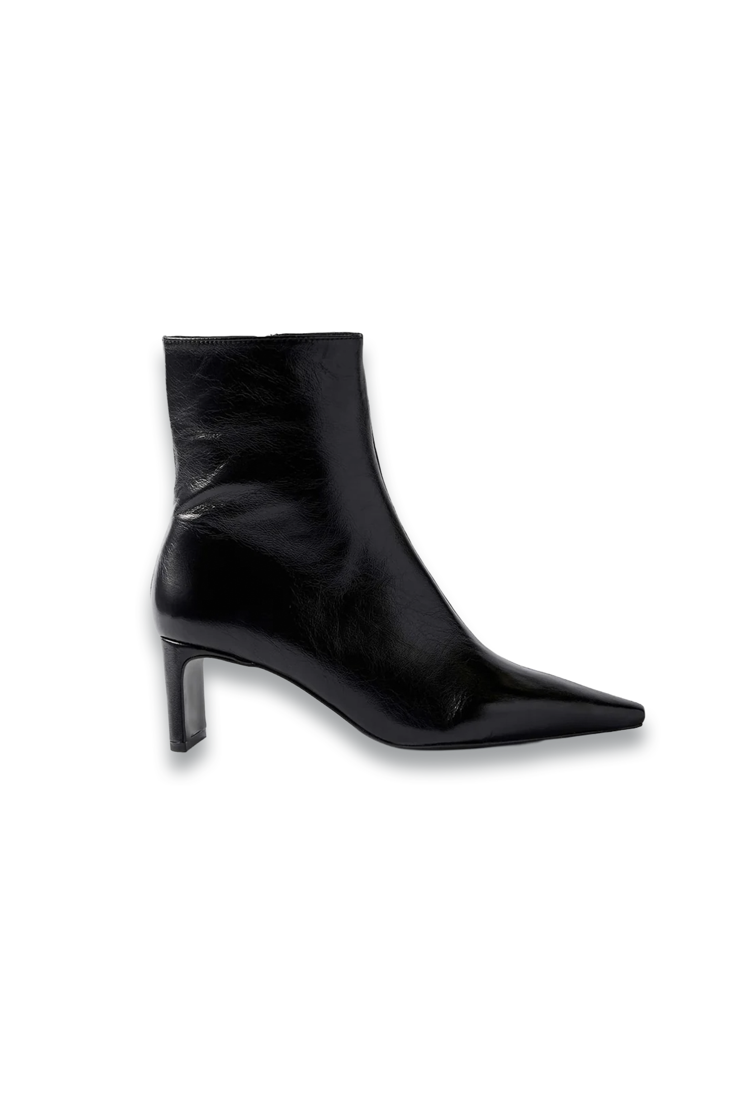 Macy Black Mid Heel Ankle Boots