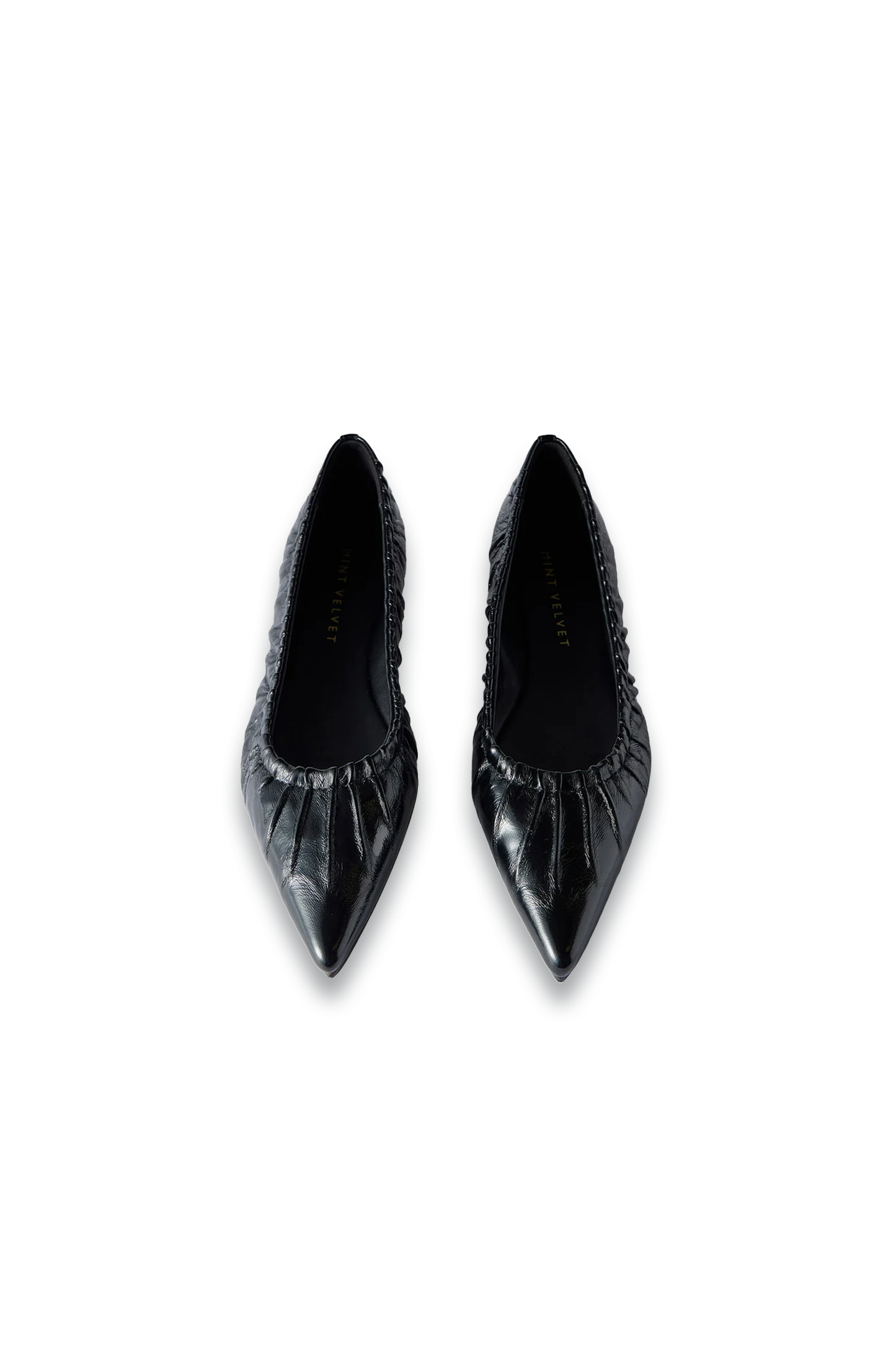 Arella Black Leather Ballet Flat Shoes