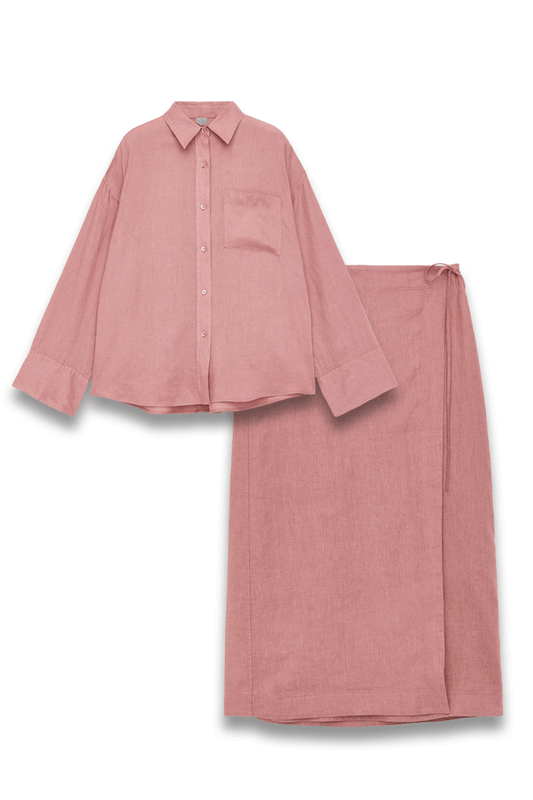 Linen Shirt and Wrap Skirt
