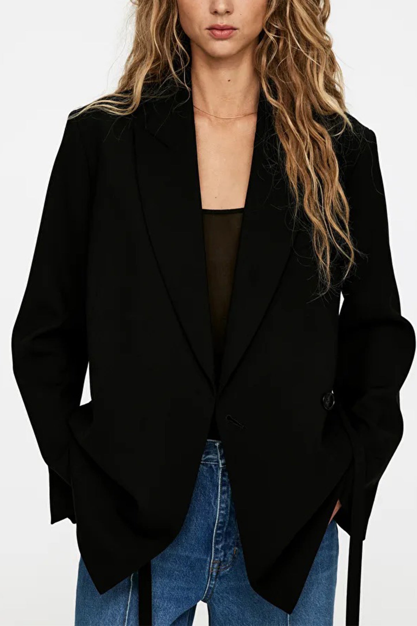 Satin-Lapel Wool-Blend Blazer