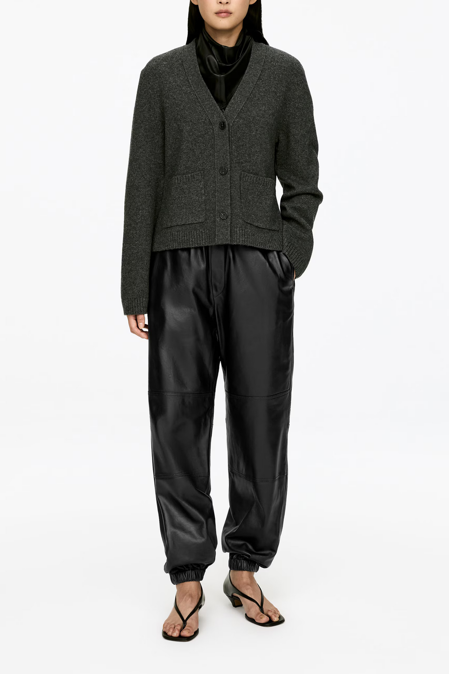 Barrel-Leg Leather Trousers