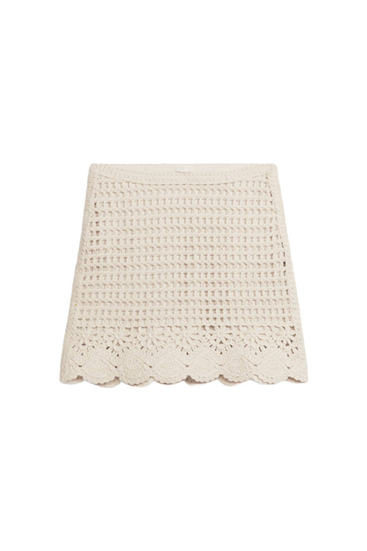 Off-White Cotton Lace Mini Skirt