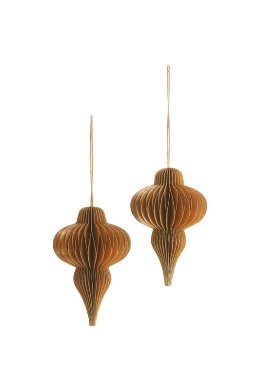 Honeycomb Ornaments Set of 2 Gold
