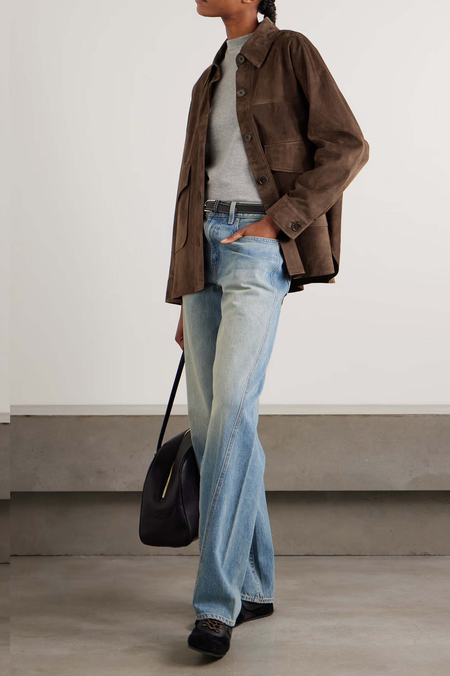 Kaylee Oversized Paneled Suede Jacket