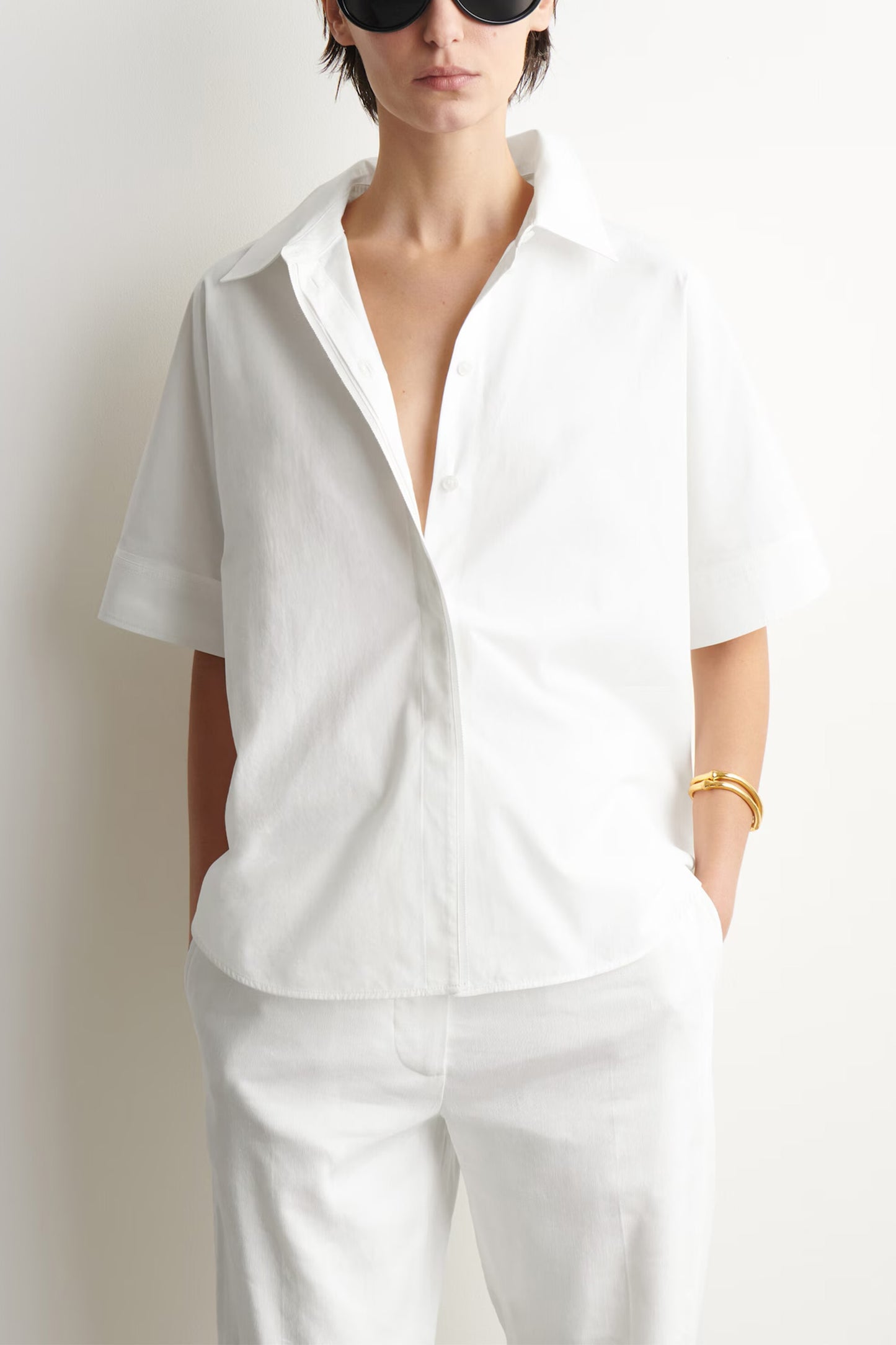 Oversized Short-Sleeved Cotton Shirt