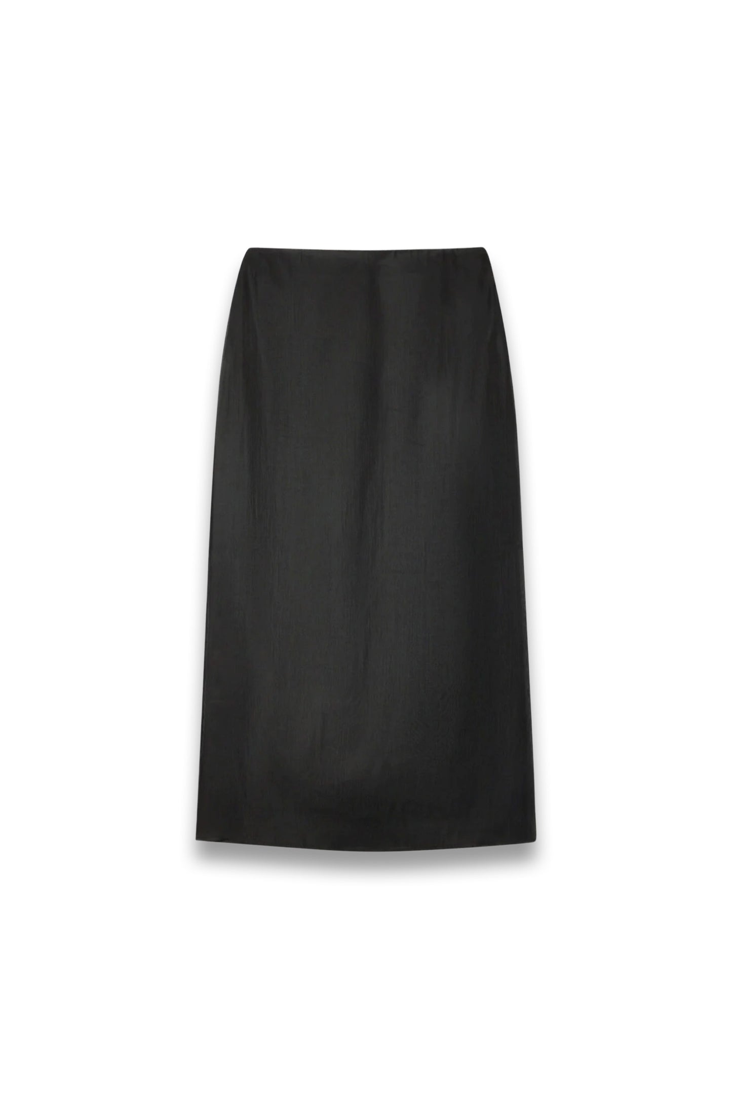 Black Organza Column Midi Skirt