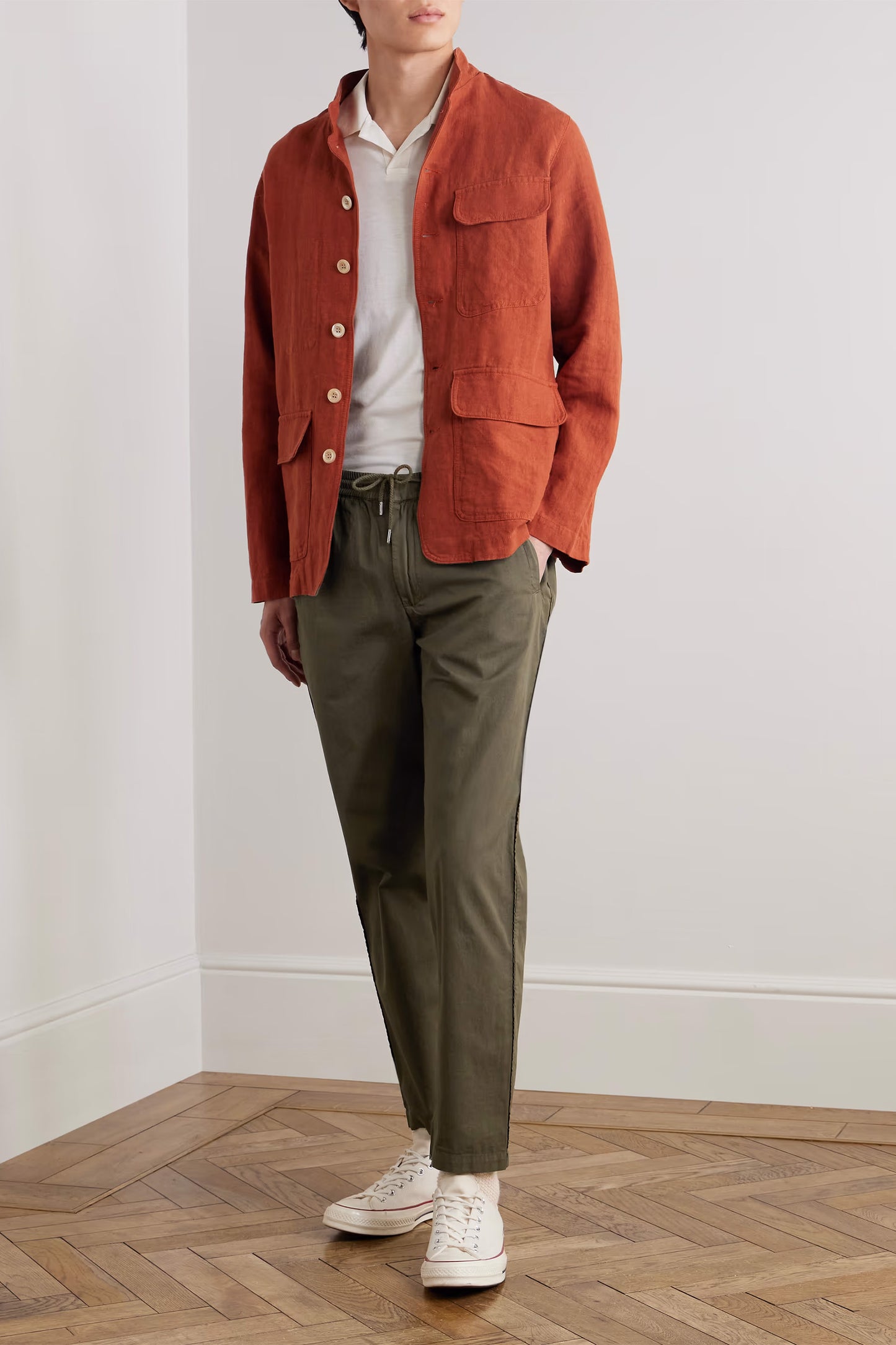 Tapered Cotton-Twill Drawstring Trousers