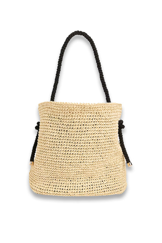 Neutral Attie Rope Handle Straw Tote
