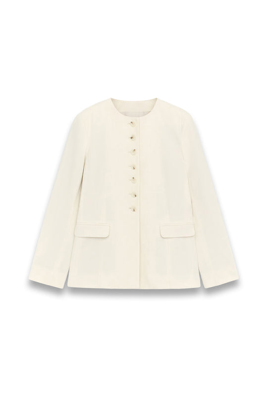 Linen-Blend Blazer White