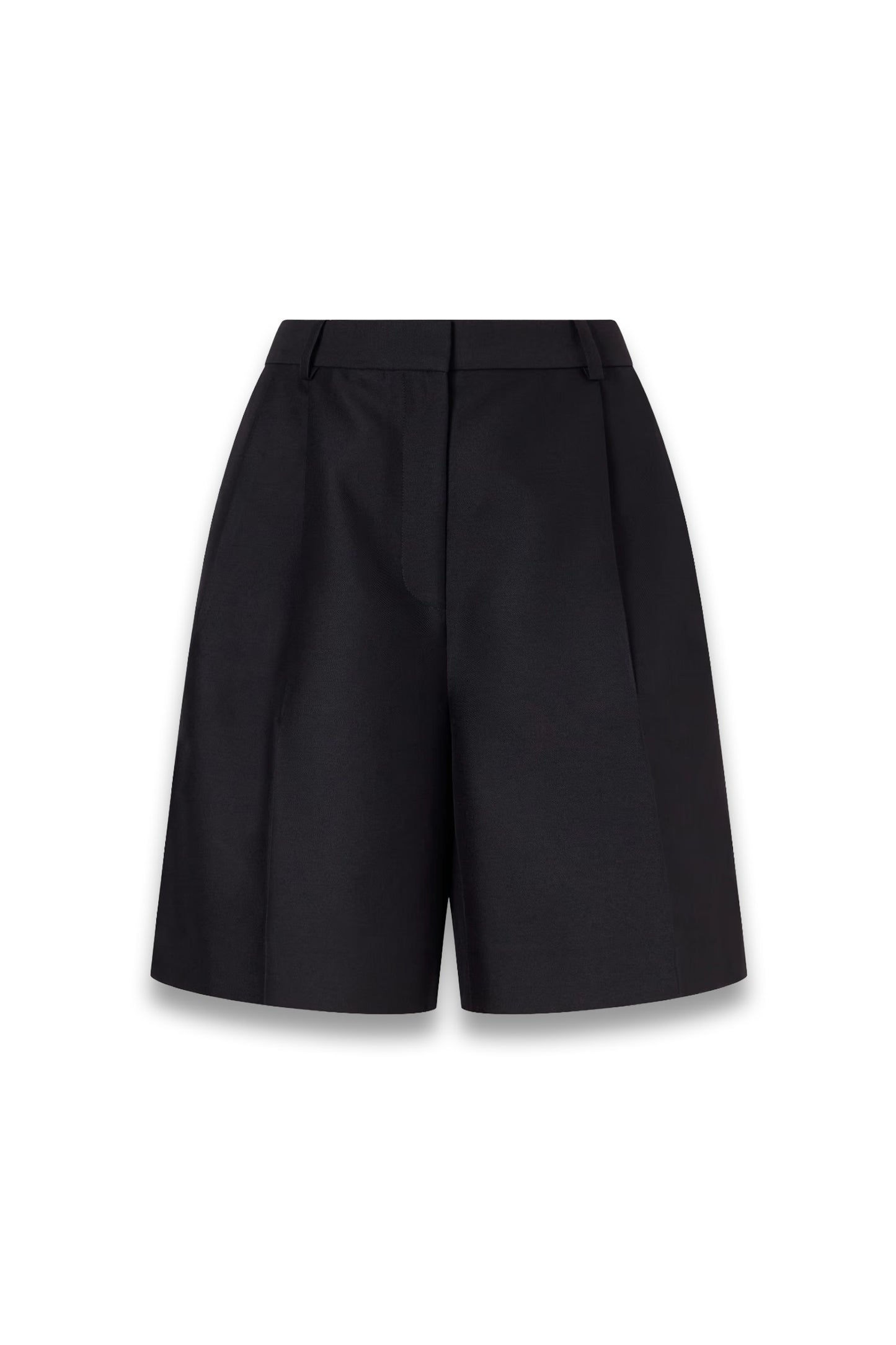 Pleated wool and silk-blend cady shorts