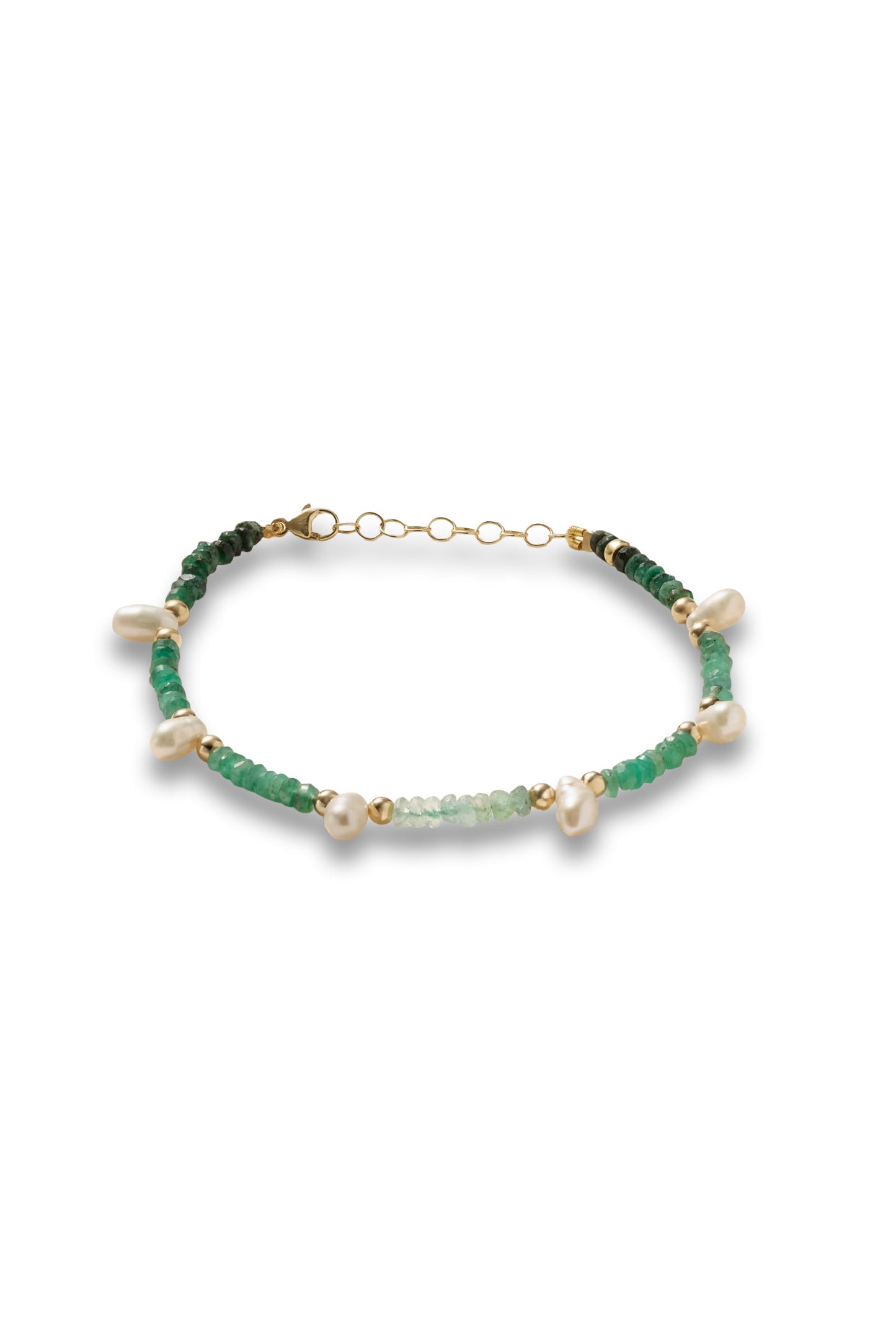 Gold, emerald and pearl bracelet