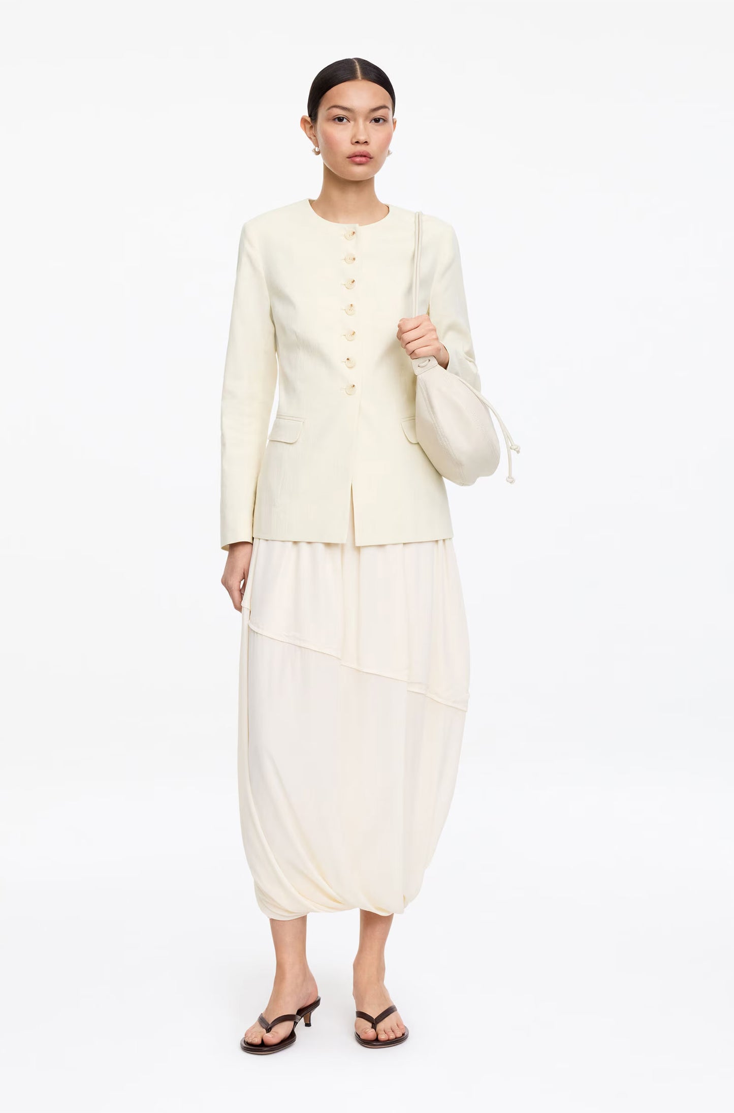 Linen-Blend Blazer White