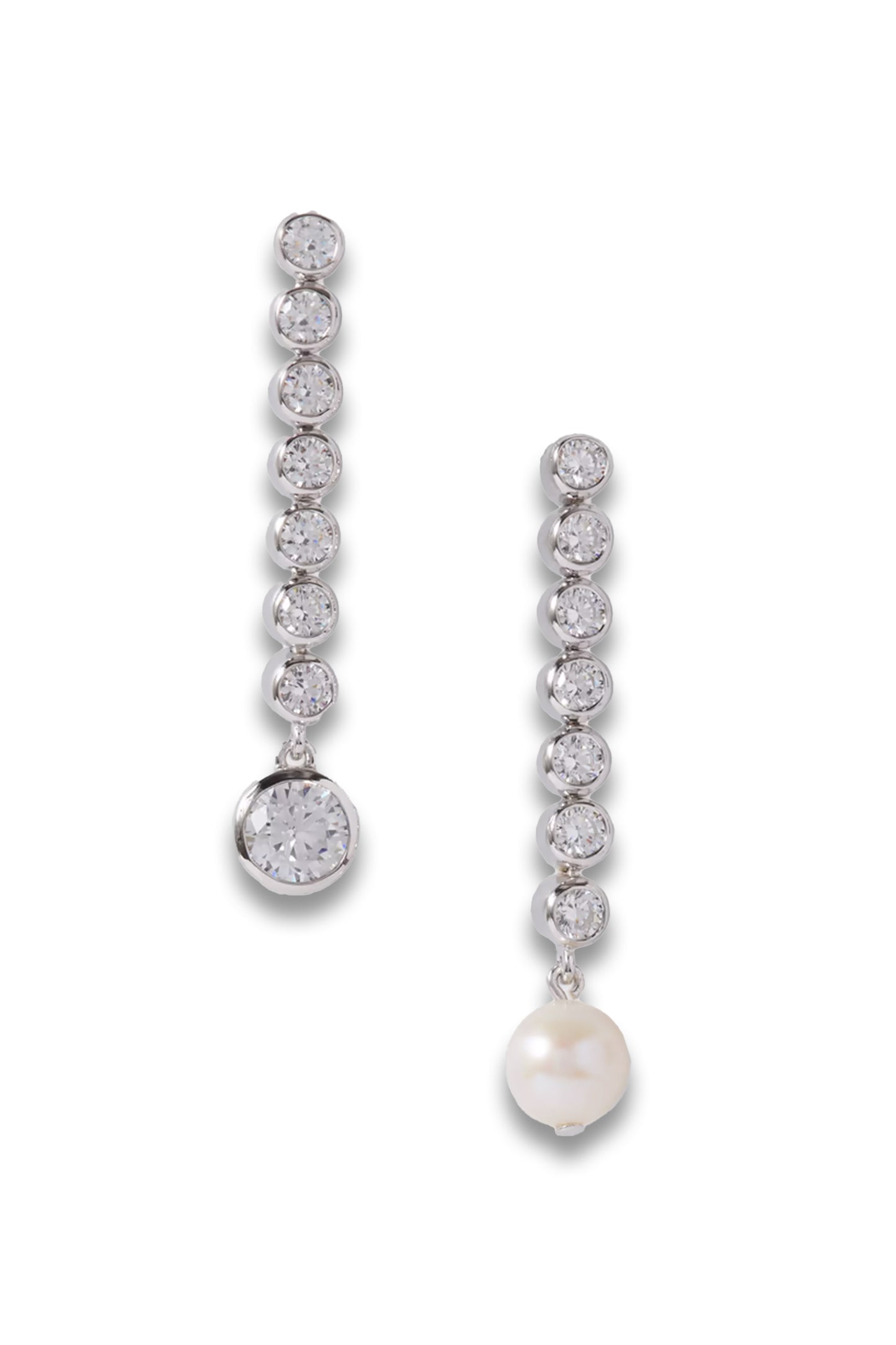 Ascent recycled rhodium-plated pearl and cubic zirconia earrings