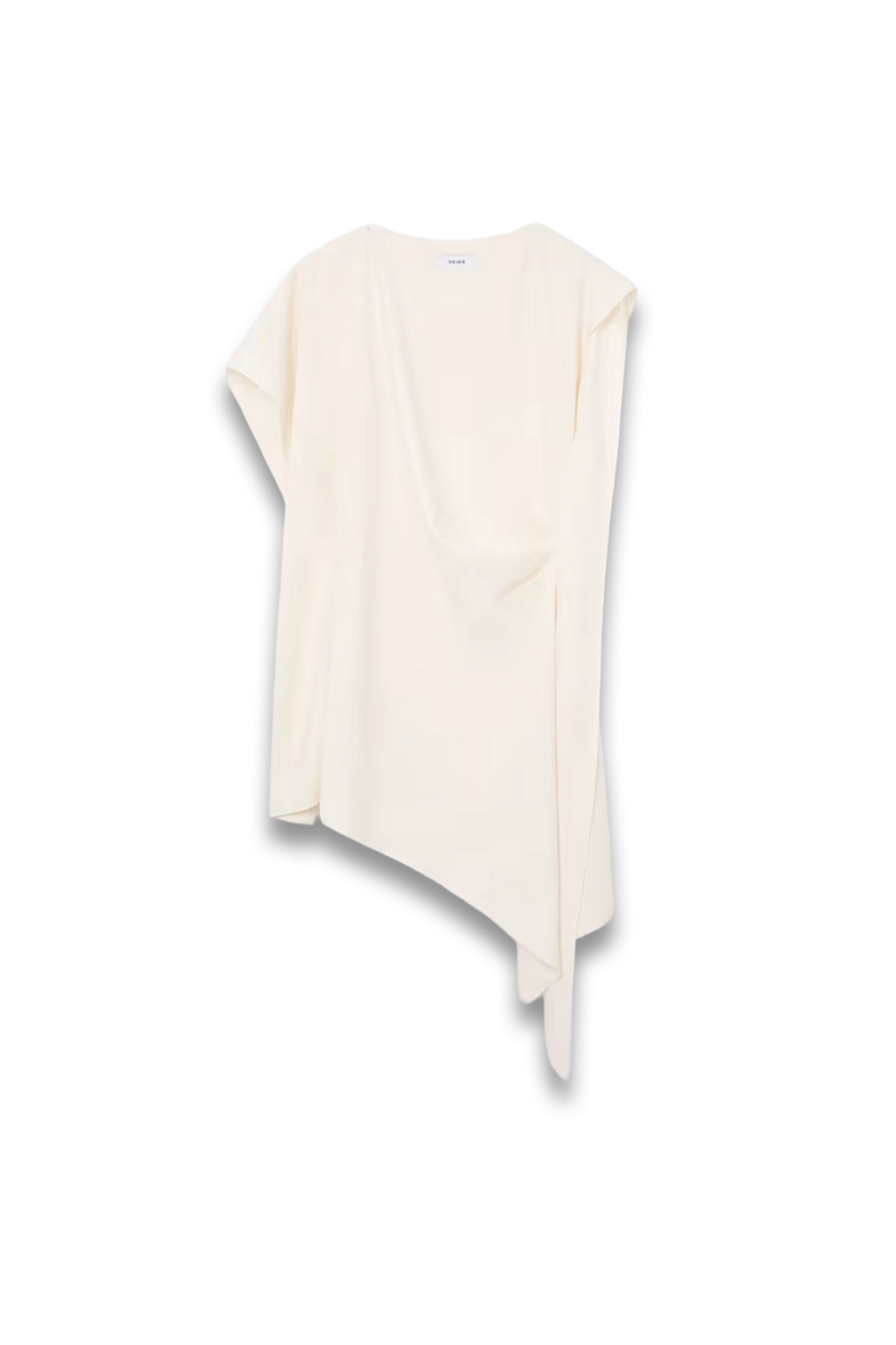 Athena Asymmetric Drape Mini Dress in Ivory