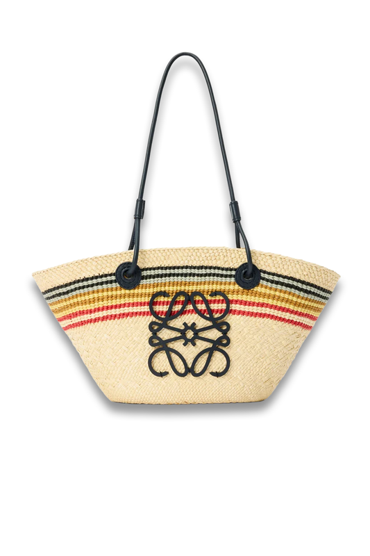 Small Anagram Basket in Iraca Palm and Calfskin
