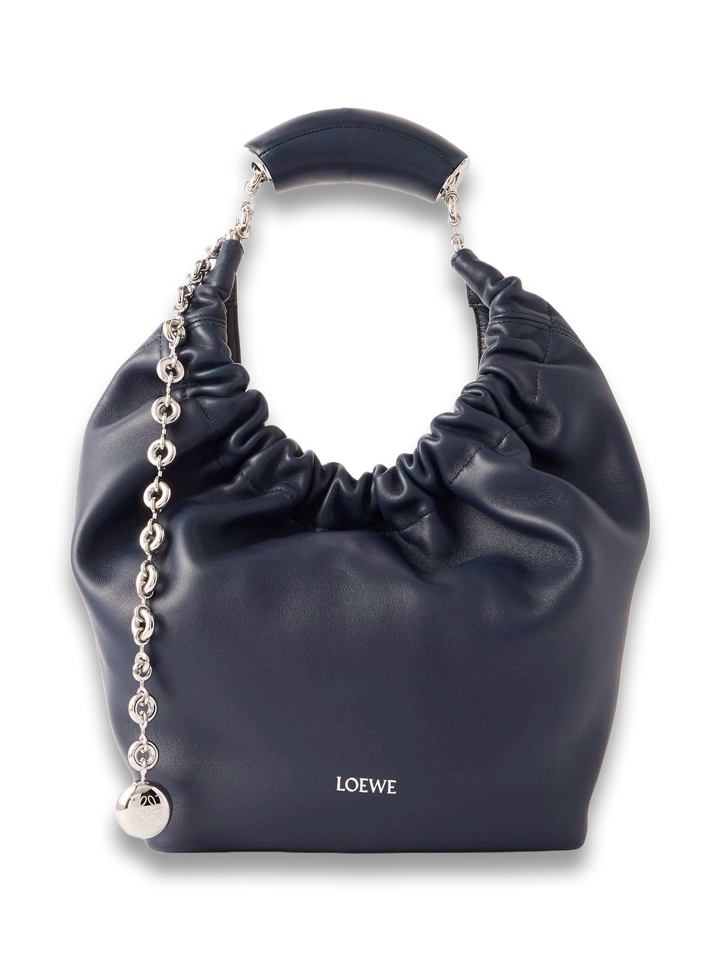 Squeeze Small Chain-Embellished Gathered Leather Shoulder Bag