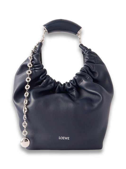 Squeeze Small Chain-Embellished Gathered Leather Shoulder Bag
