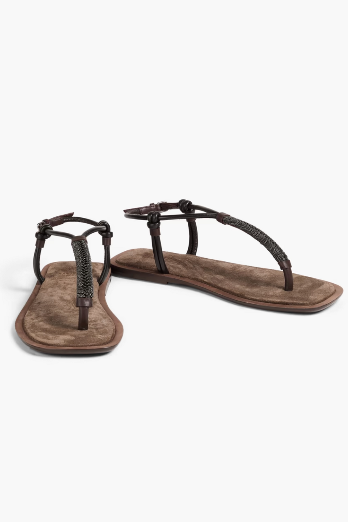 Bead-Embellished Leather Sandals