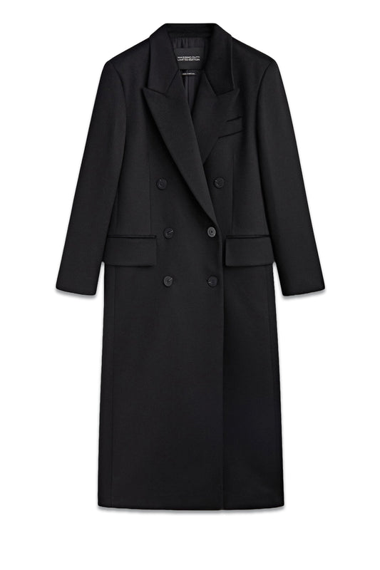 Black Longline Double-breasted Coat - Limited Edition