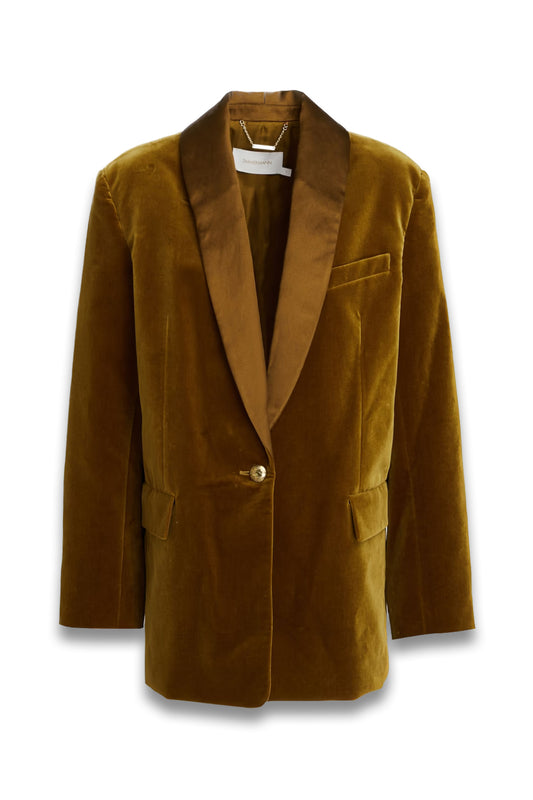 Cotton-blend velvet blazer