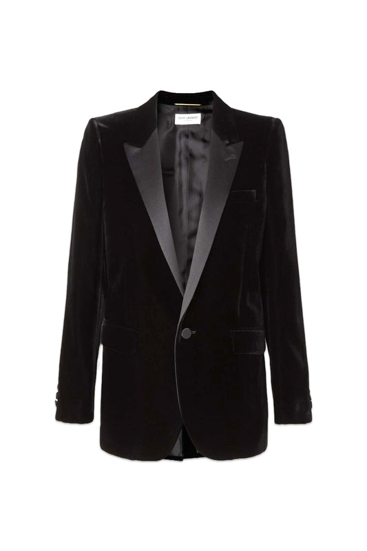 Satin-Trimmed Velvet Blazer