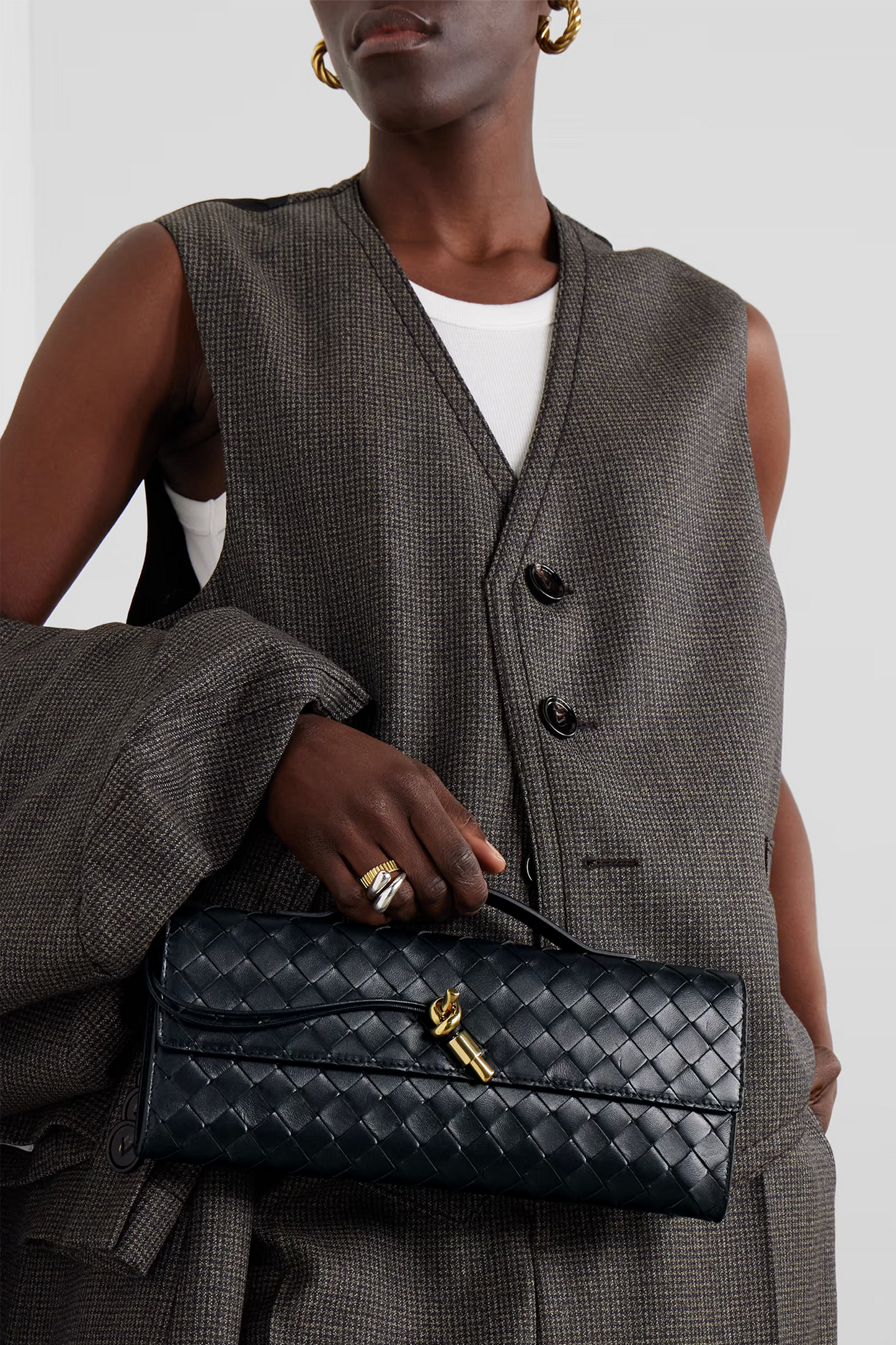 Andiamo Long Intrecciato Leather Clutch